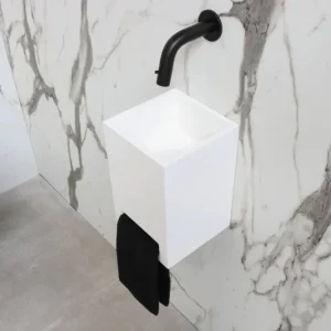 Veilige Betaling Wolkenkrabber Waskom | Polystone Glans Wit | 20x20x30