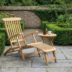 Deckchair zonder wielen met Rondo tafeltje | Geen Kussen Uitverkoop