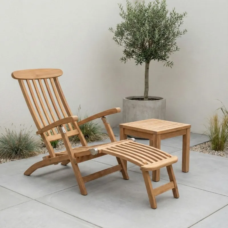 Deckchair zonder wielen met Vierkant tafeltje Direct Verzonden