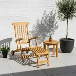 Deckchair met wielen met Rond tafeltje Populair