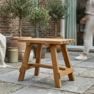 Meest Verkocht Teakhouten Krukje Slates | 50x30x45 | Hergebruikt Teakhout
