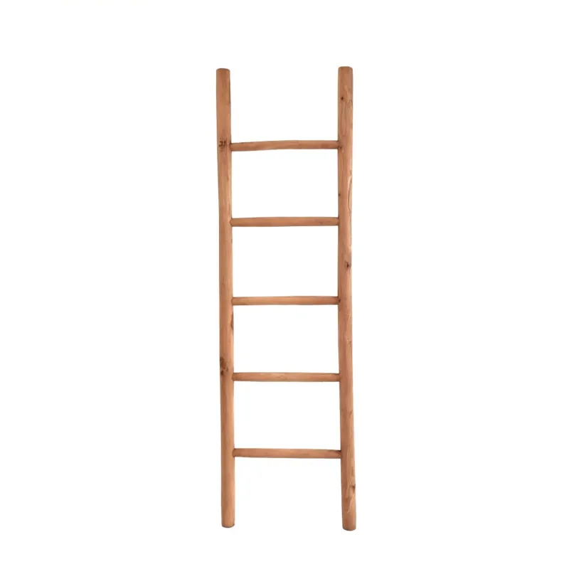 Naturel Teakhouten Decoratieladder - 175 cm - Massief Teak - Authentiek Handdoekrek & Woonaccessoire Nu Kopen