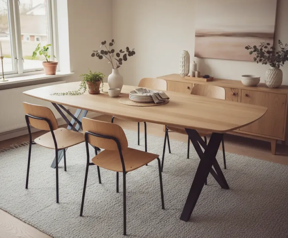 Beperkte Voorraad Eiken Eettafel Miami – Deens Ovaal met Deluxe Frame