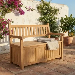 Must-Have Windsor Teak Kussenbank met Opbergruimte - 100 cm - Duurzaam FSC Massief Teakhout - 2-Persoons