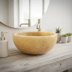 Beperkte Voorraad Onyx Mini Waskom - Ø 25 x 12 cm - Exclusief Natuursteen - Unieke Fontein voor Luxe Toilet