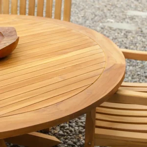 Matrix Teakhouten Tuintafel met Houten Spinpoot | 150 rond Gereduceerde Prijs
