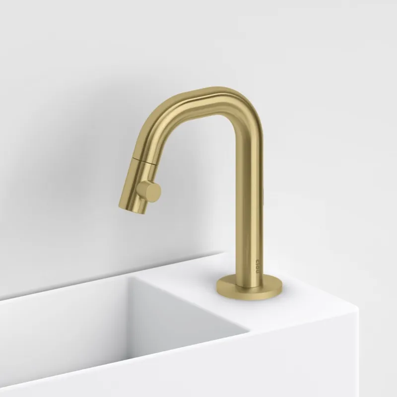 Bestseller Clou - Kaldur Fonteinkraan, Korte Uitloop, Rechts, Goud Geborsteld Pvd