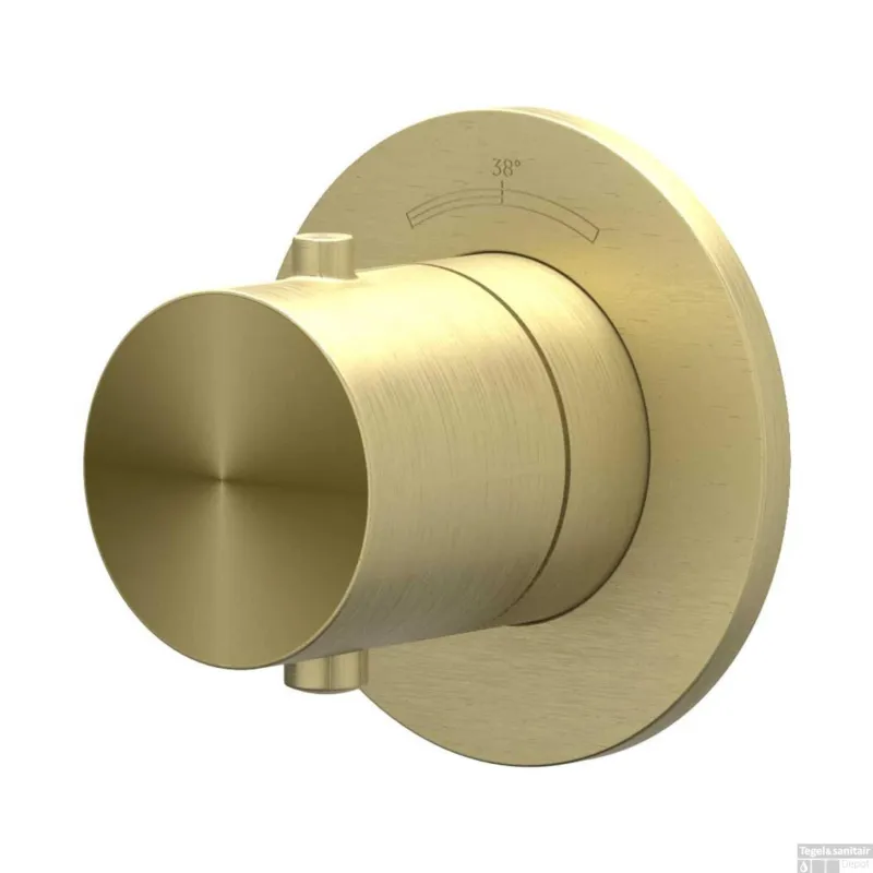 Favoriet Afbouwdeel IVY Concord Inbouwthermostaat Symmetry Met Rond Rozet RVS316 Geborsteld Mat Goud PVD