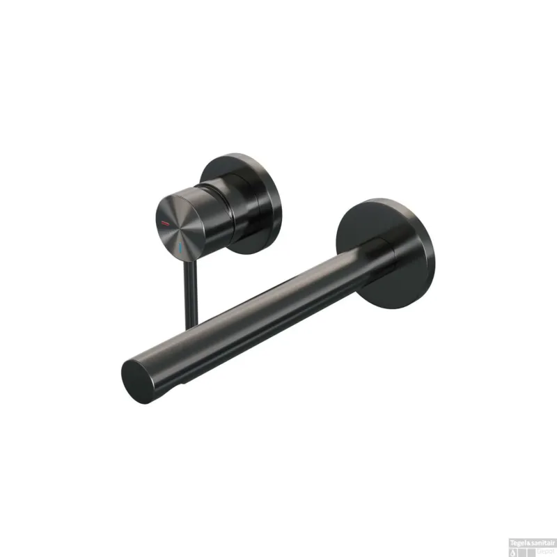 Inbouw Wastafelmengkraan Brauer Gunmetal Edition Coldstart Rechte Uitloop Ronde Hendel Links Geborsteld Gunmetal PVD Met Rozetten Meest Verkocht