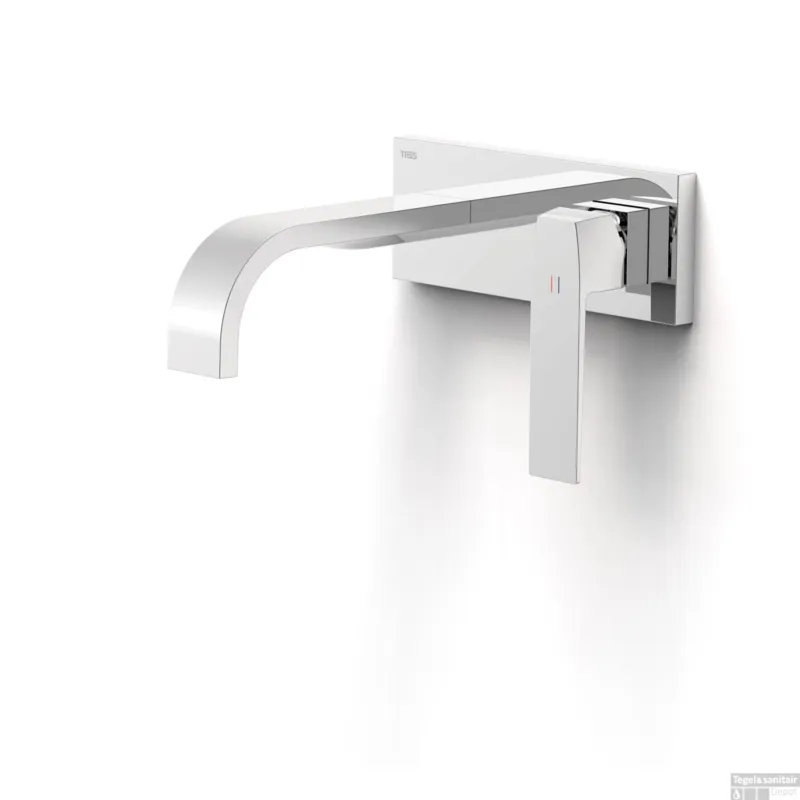 Wastafelmengkraan Inbouw Tres Slim Exclusive Lange Gebogen Uitloop en Lange Hendel Chroom Bestseller