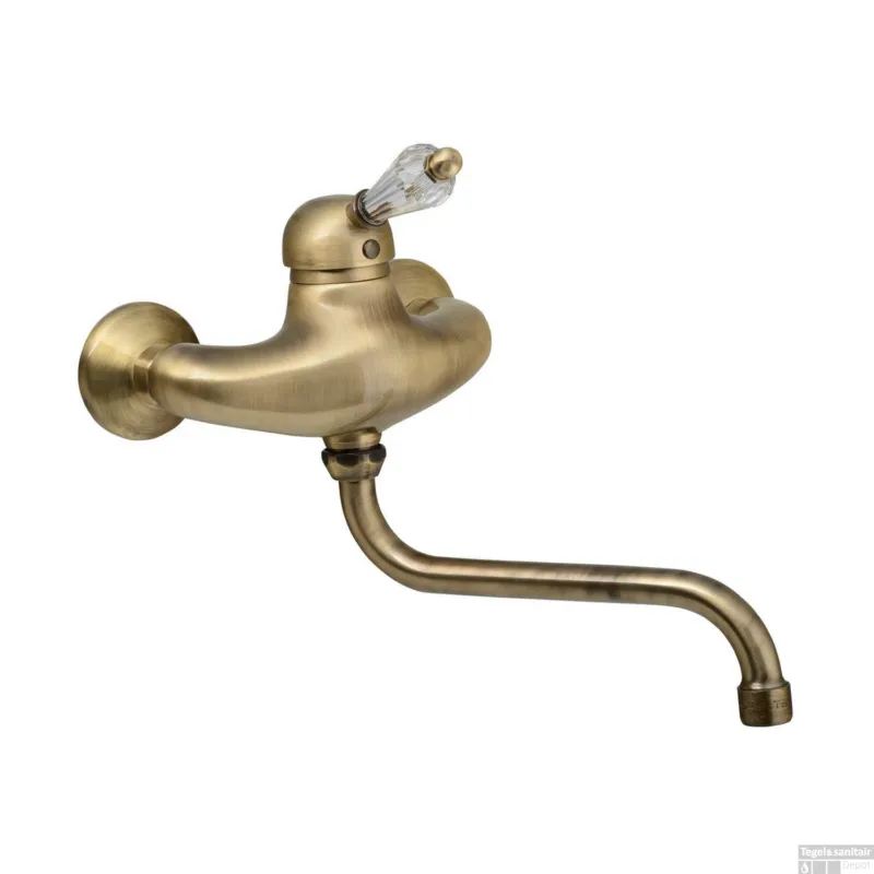 Inbouw Wastafelmengkraan Sapho Kirké 1-hendel Kristal Retro Uitloop Gebogen 20 cm Brons Goedkoop