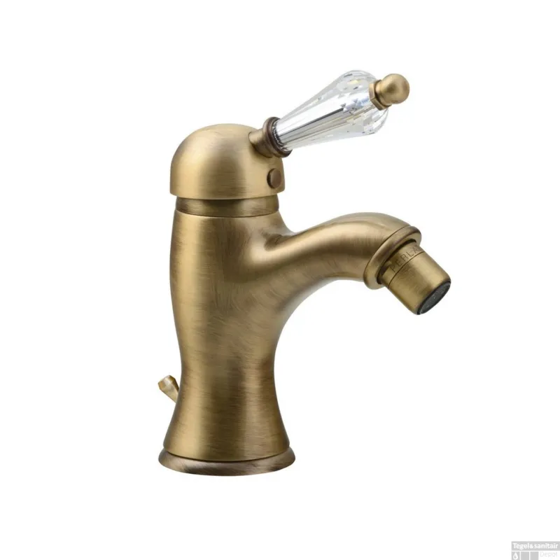 Bidetmengkraan Sapho Kirké Retro Kristal 1-hendel Gebogen 18.2 cm Brons (incl. clickwaste) Gratis Retour