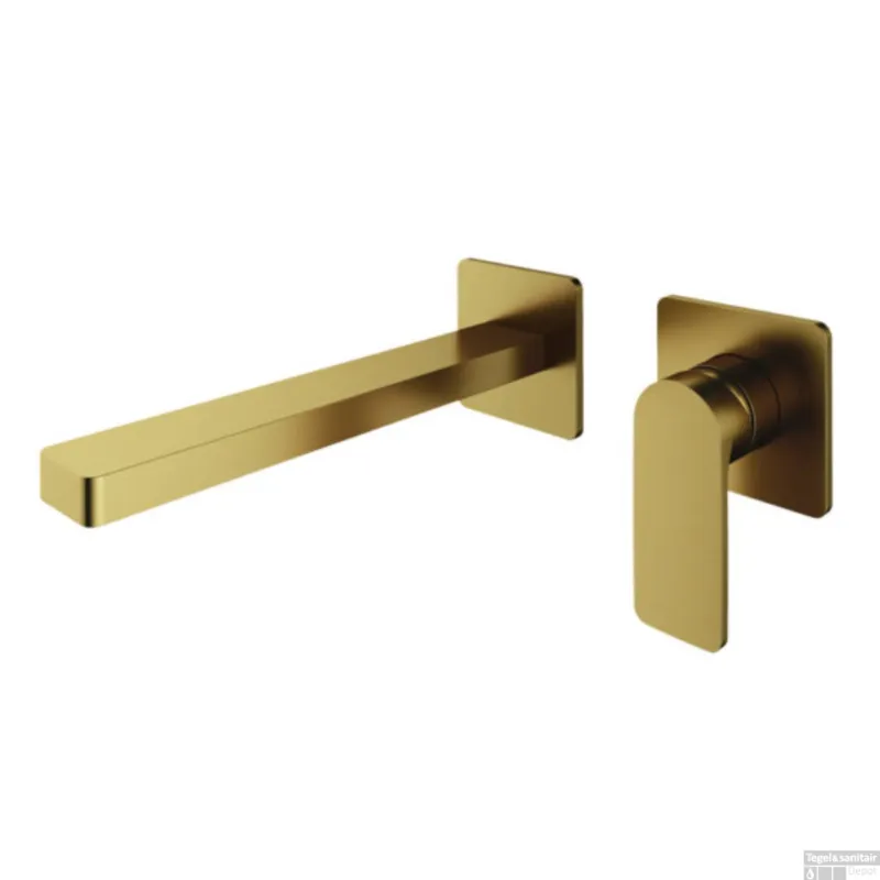 Dagaanbieding Wastafelkraan Hotbath Gal Inbouw Mengkraan 18 cm Geborsteld Messing PVD Excl. Inbouwdeel