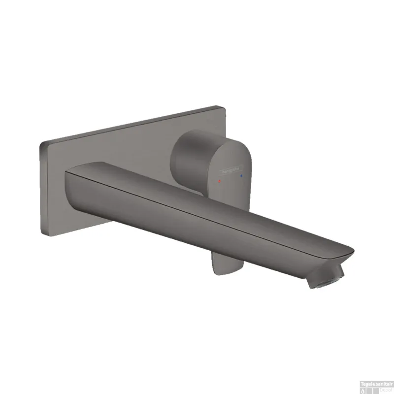 Wastafelmengkraan Talis E HansGrohe Afdekset Uitloop 22.5 cm en Afvoerplug Geborsteld Zwart Chroom Korting
