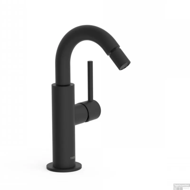 Dagaanbieding Bidetmengkraan Tres Study Exclusive met Hendel Gebogen Uitloop Rond Mat Zwart