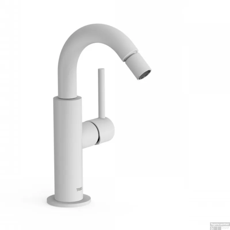 Weekendaanbieding Bidetmengkraan Tres Study Exclusive met Hendel Gebogen Uitloop Rond Mat Wit