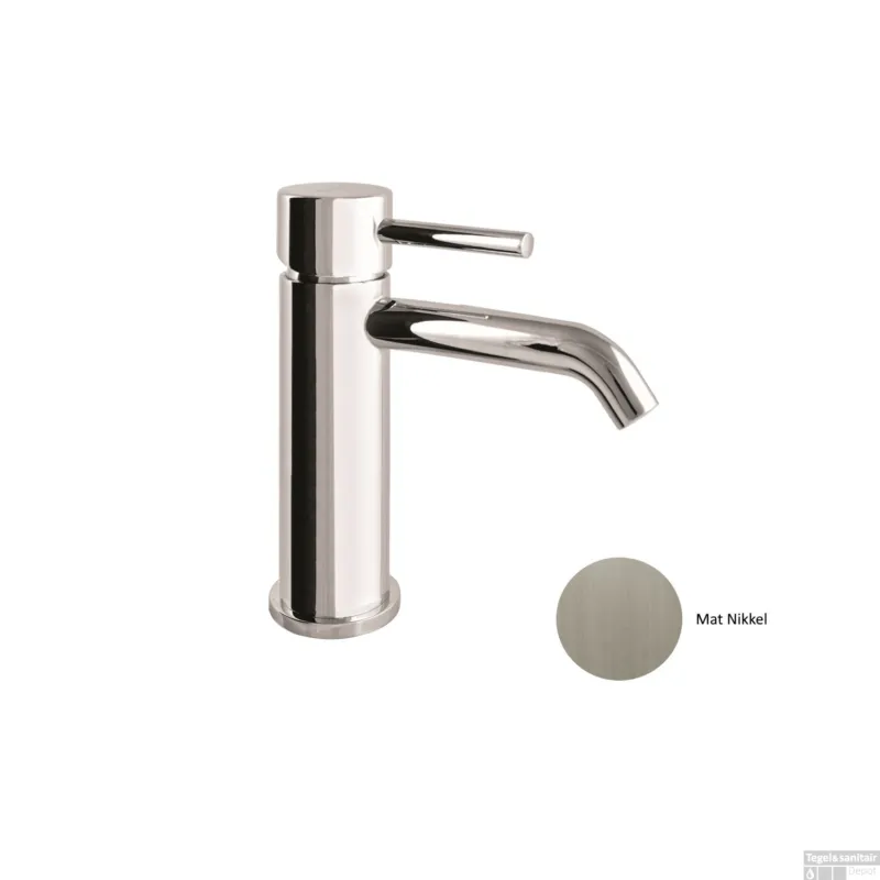 Wastafelkraan Sanimex Giulini Trekwaste 17cm Mat Nikkel (excl. afvoerplug) Premium