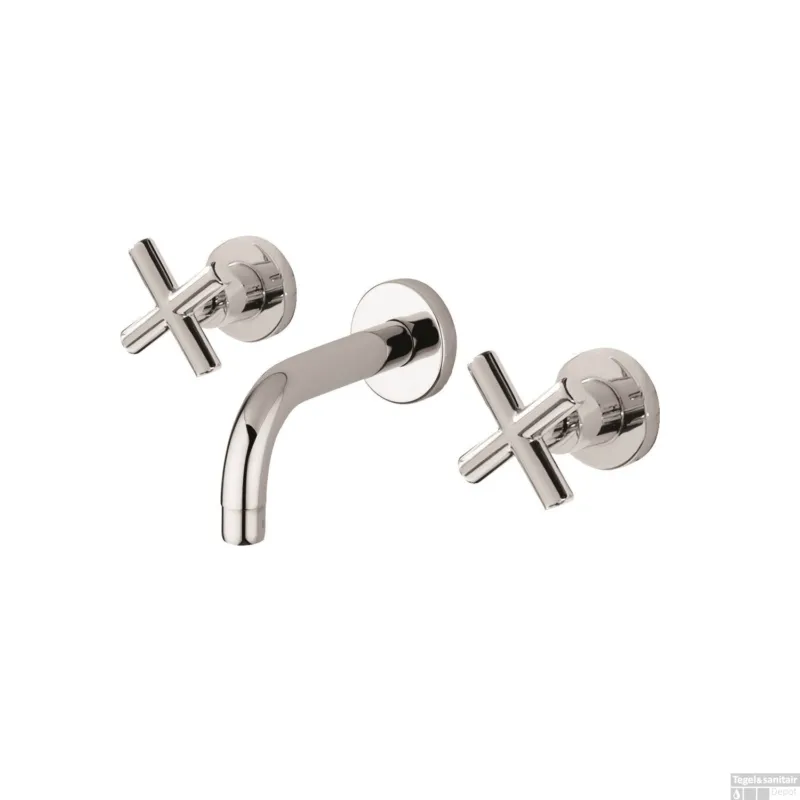Inbouw Wastafelmengkraan Sanimex Giulini Tweeknops Kruisgreep 25cm Inclusief G-Link Inbouwdeel Chroom Exclusieve Aanbieding
