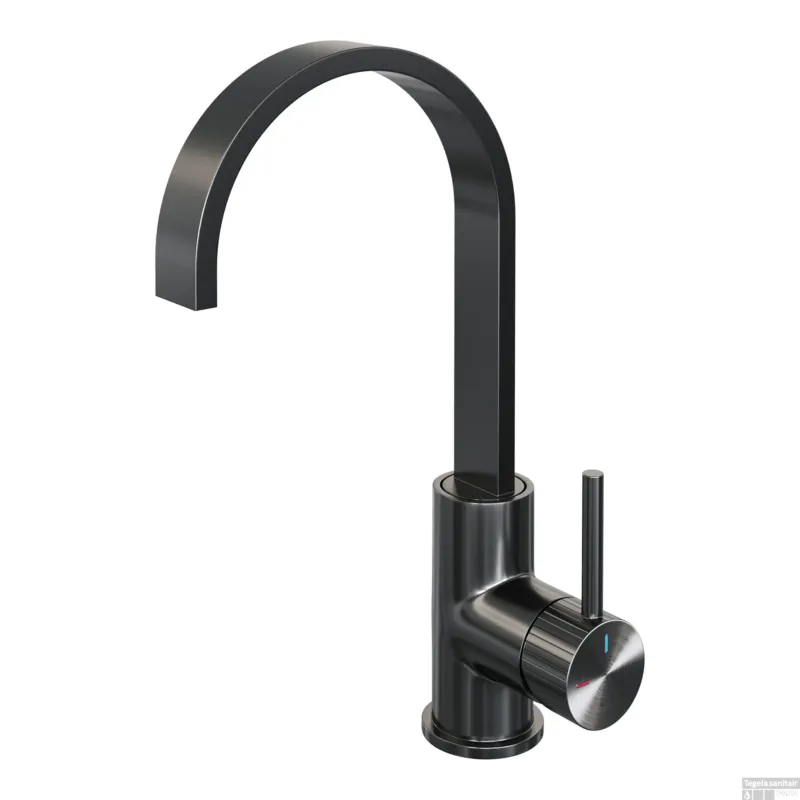 Beperkte Voorraad Brauer Stripe hoge opbouw wastafelmengkraan met draaibare platte uitloop model A gunmetal geborsteld PVD
