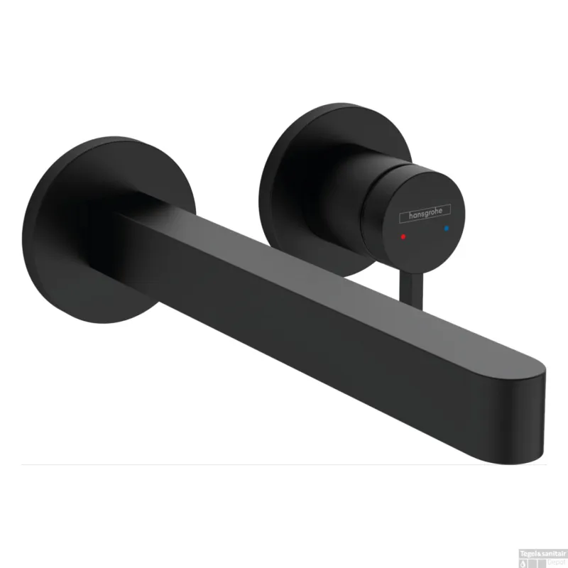 Voordeelprijs Wastafelmengkraan Inbouw Finoris HansGrohe 2-gats 228 MM Voorsprong Met Afvoerplug Mat Zwart