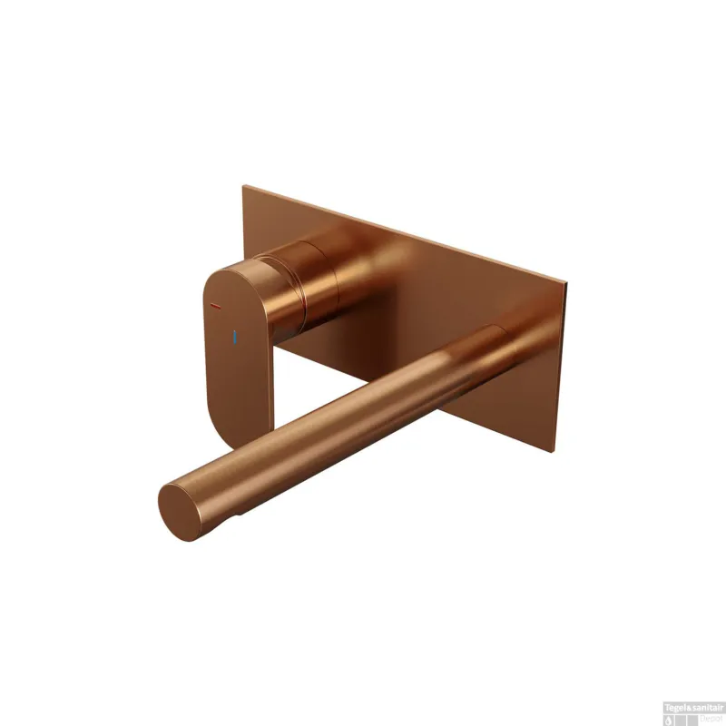 Inbouw Wastafelmengkraan Brauer Copper Edition Coldstart Rechte Uitloop Platte Hendel Links Geborsteld Koper PVD Met Afdekplaat Direct Verzonden
