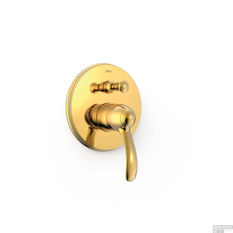 Meest Verkocht Douchekraan Tres Clasic Inbouw 1 Hendel 2-Wegs Goud