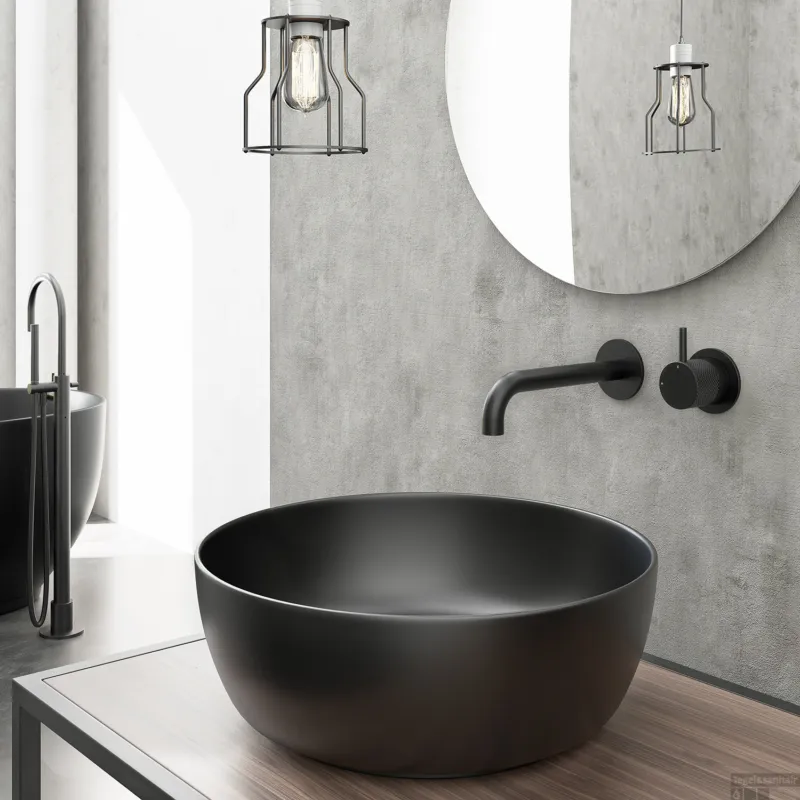 Exclusieve Aanbieding Afbouwdeel tbv Inbouw Wastafelkraan Hotbath Cobber X 18 cm Geborsteld Zwart PVD