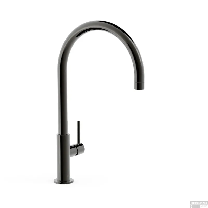 Keukenmengkraan Tres Study Exclusive 1-Hendel Uitloop Gebogen 26 cm Rond Metallic Zwart Dagaanbieding