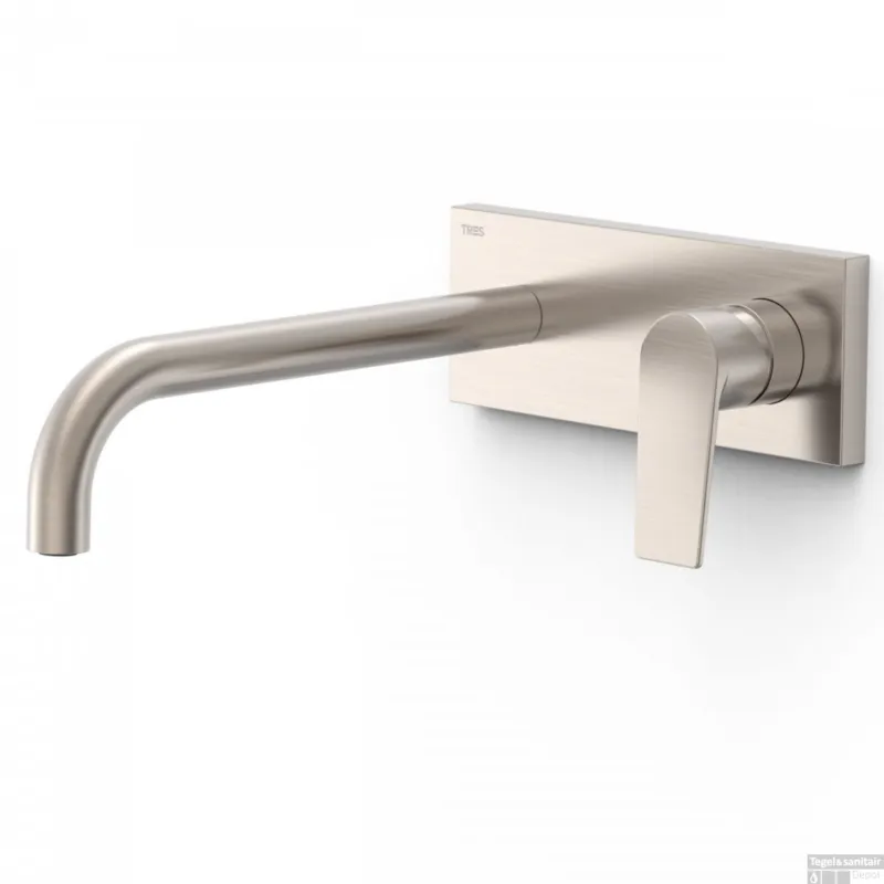 Wastafelmengkraan Inbouw Tres Project Gebogen Uitloop 24 cm RVS Flitsaanbieding