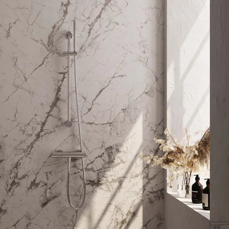 Douchekraanset Brauer Chrome Edition Opbouw Met Glijstang En Staafhanddouche Chroom Must-Have