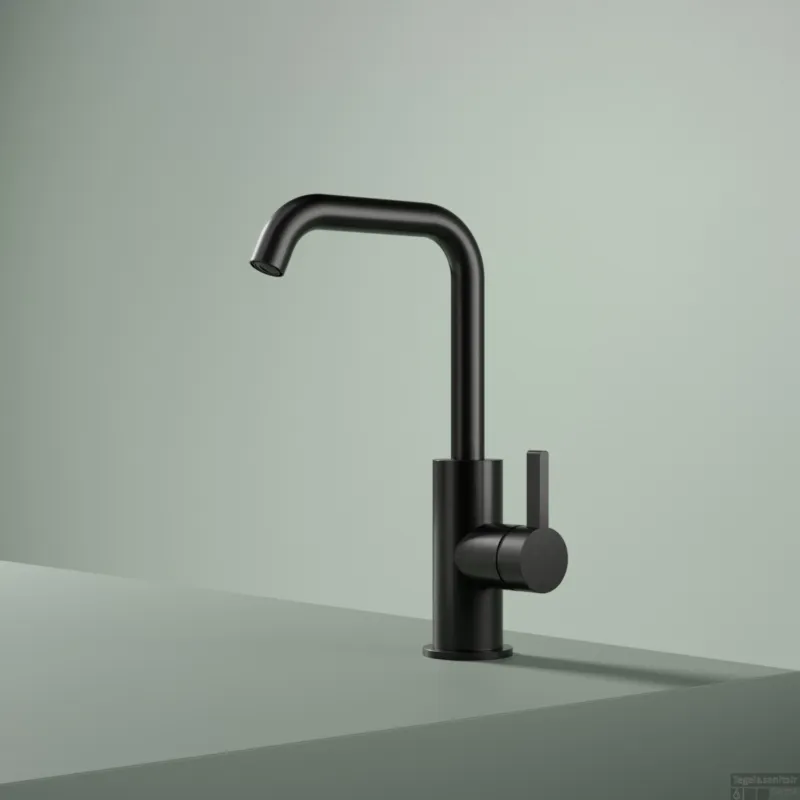 Lage Kosten Wastafelmengkraan Hotbath Ace Met Draaibare Uitloop Gebogen 24 cm Geborsteld Zwart PVD