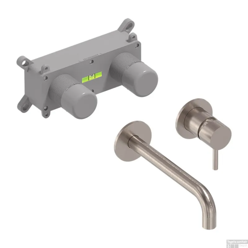 Flitsaanbieding Inbouw Wastafelmengkraan MAY Stilo Eenhendel Incl. Inbouwbox Geborsteld Nickel PVD