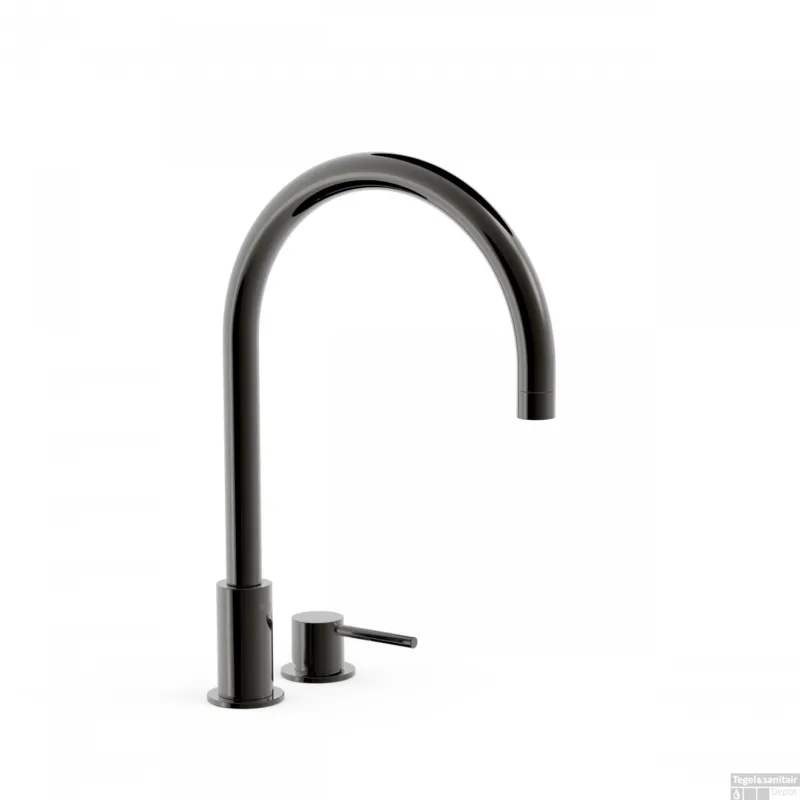 Wastafelmengkraan Tres Study Exclusive 37,3 cm 2-Gats 1-Hendel Uitloop Gebogen Rond Metallic Zwart Aanbieding