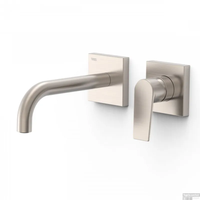 Wastafelmengkraan Inbouw Tres Project Gebogen Uitloop 18 cm RVS Gratis Retour