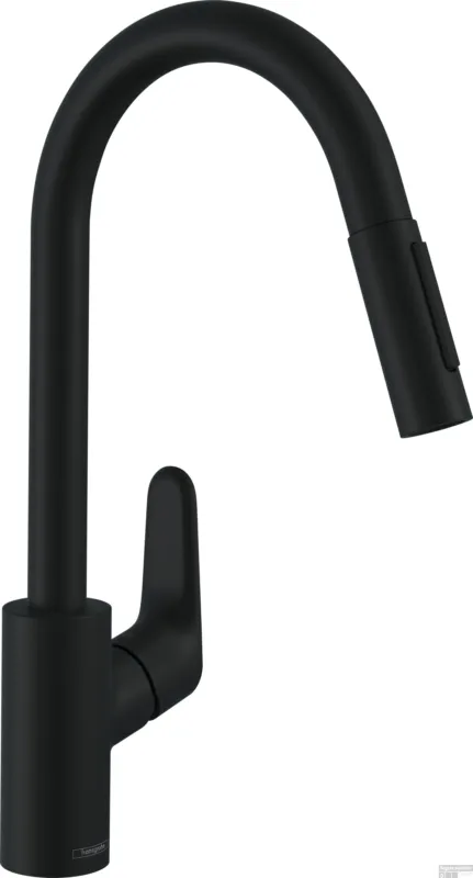 Korting Hansgrohe Focus M41 ééngreeps keukenmengkraan 240 met uittrekbare vuistdouche, 2 straalsoorten, mat zwart