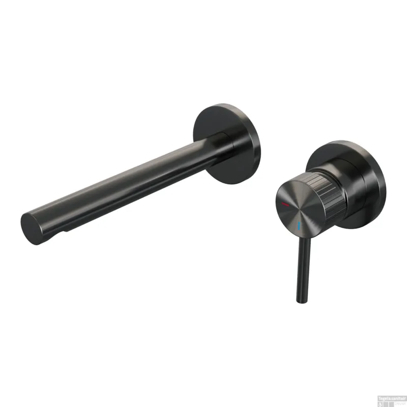 Korting Brauer Stripe inbouw wastafelmengkraan met rechte uitloop en rozetten model A1 gunmetal geborsteld PVD