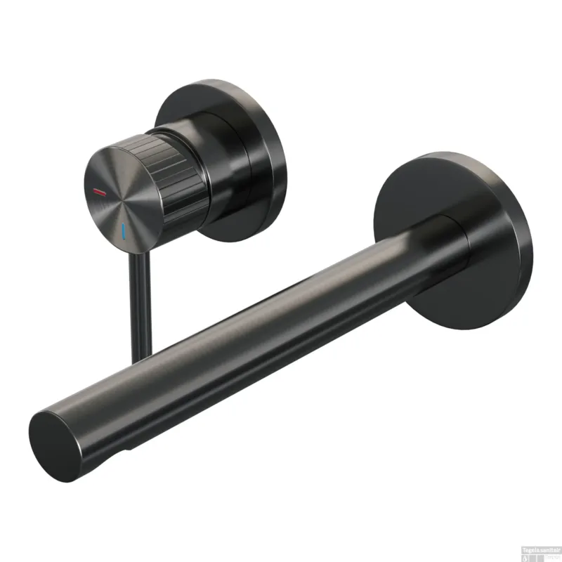 Brauer Stripe inbouw wastafelmengkraan met rechte uitloop en rozetten model A2 gunmetal geborsteld PVD Aanbieding