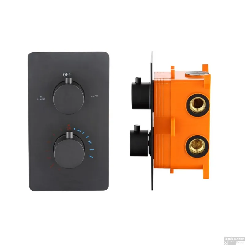 Douchekraan Best Design Verona Thermostatisch + Inbouwdeel 2-Weg 1/2" Mat Zwart Laatste Kans
