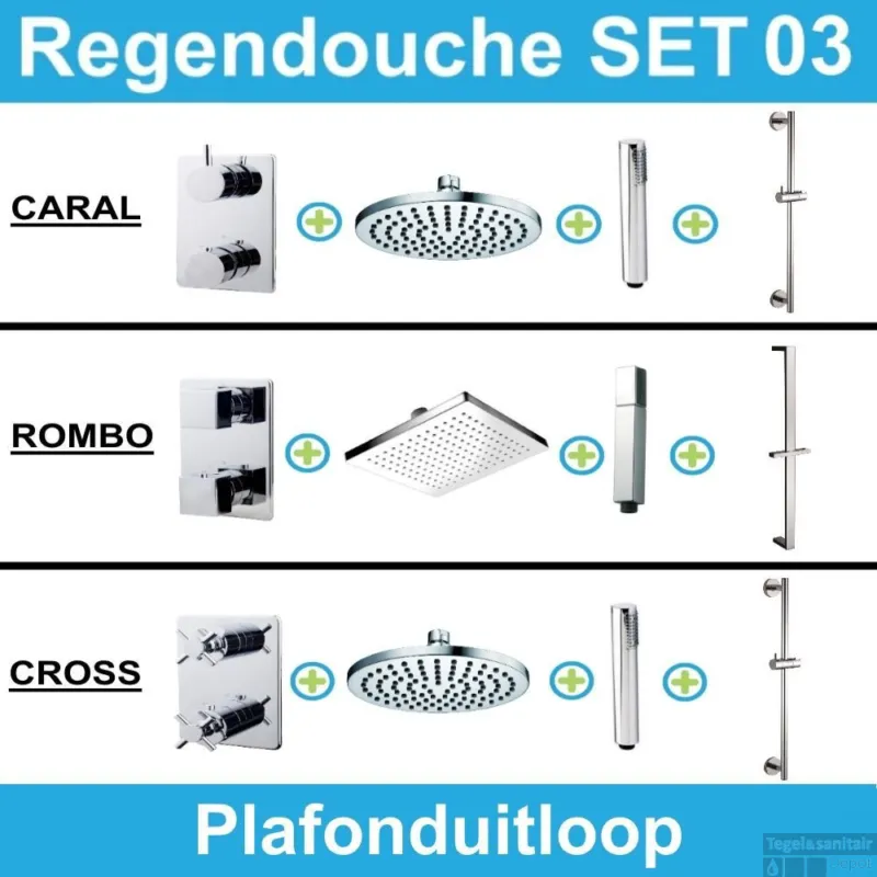 Wiesbaden inbouw regendouche set 03 (plafonduitloop) Nieuw