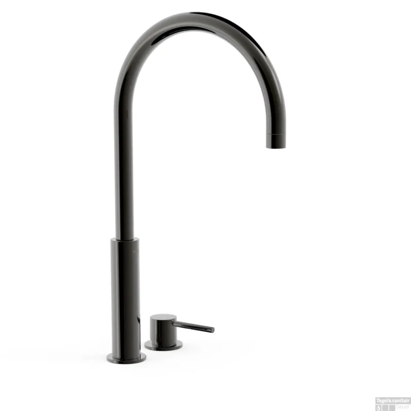 Wastafelmengkraan Tres Study Exclusive 45,3 cm 2-Gats 1-Hendel Uitloop Gebogen Rond Metallic Zwart Alleen Vandaag