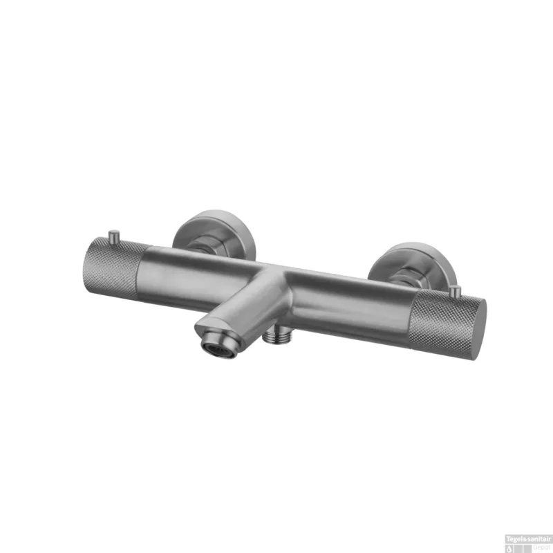 Badmengkraan Opbouw Sanilux Ribb Thermostatisch Rond Met Geribbelde Knop Gunmetal Must-Have