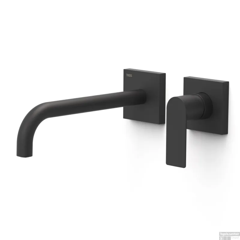 Wastafelmengkraan Inbouw Tres Loft Colors Gebogen Uitloop 24 cm Mat Zwart Flitsaanbieding