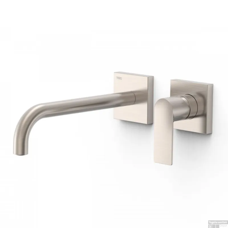 Wastafelmengkraan Inbouw Tres Loft Colors Gebogen Uitloop 24 cm RVS Merkproduct