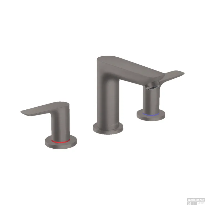 Wastafelmengkraan Talis E HansGrohe 3-Gats Met Trekwaste Geborsteld Zwart Chroom Lage Kosten