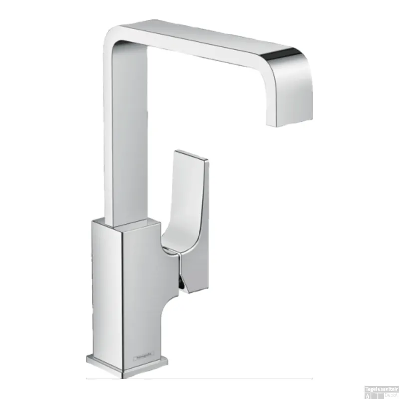 Populair Wastafelmengkraan Metropol HansGrohe Eengreeps 230 met Rechte Greep en Push-Open Afvoer Chroom