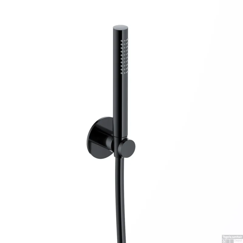 Handdouche Hotbath Ace Met Wandsteun En Doucheslang 150cm Gepolijst Zwart PVD Snelle Levering