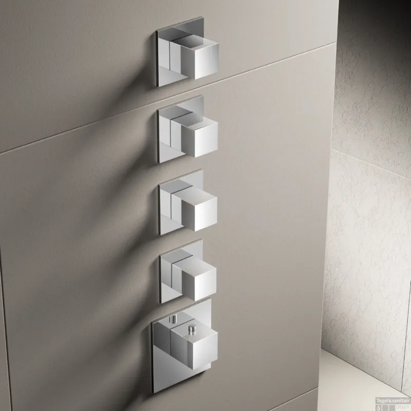 Weekendaanbieding Hotbath Mate Afbouwdeel High Flow Met 4 Stopkranen Vierkant Geborsteld Nikkel