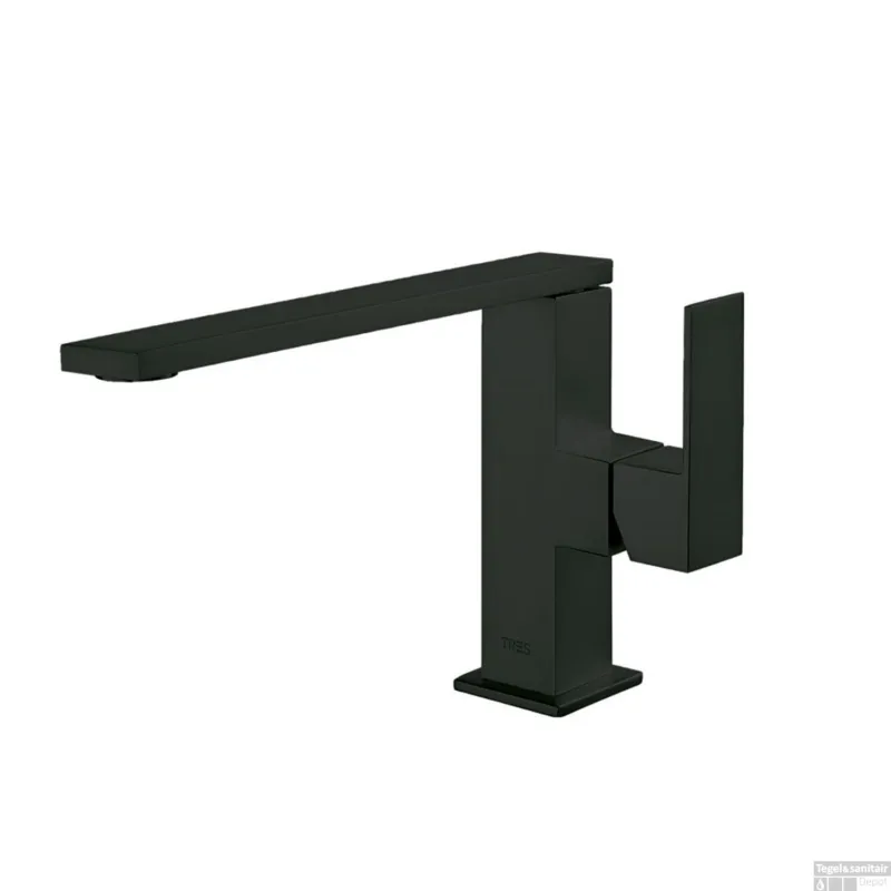 Aanbieding Wastafelmengkraan Tres Cuadro Exclusive 1-Hendel Uitloop Recht 14 cm Vierkant Mat Zwart