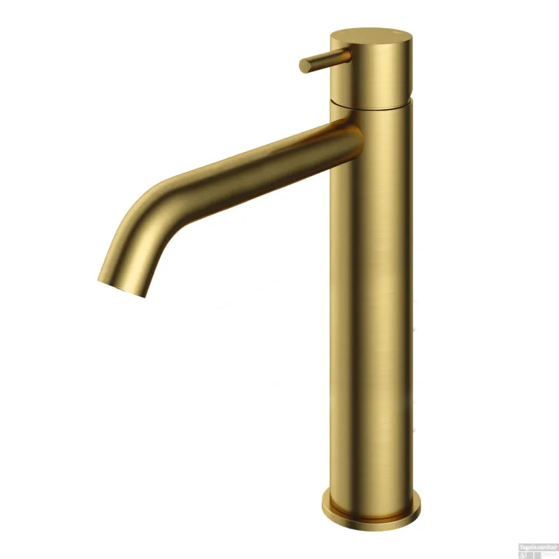 Wastafelmengkraan Hotbath Cobber 1-hendel Gebogen 28.6 cm Geborsteld Messing PVD Voordeelprijs