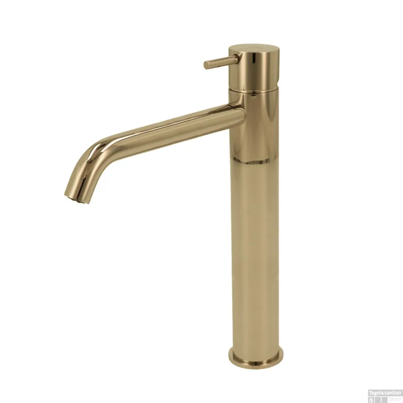Meest Verkocht Wastafelmengkraan Hotbath Cobber 1-hendel Gebogen 28.6 cm Gepolijst Messing PVD
